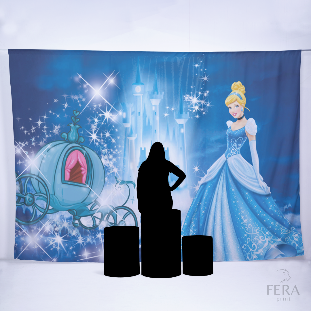 Painel Sublimado Retangular Princesa Encantada Azul