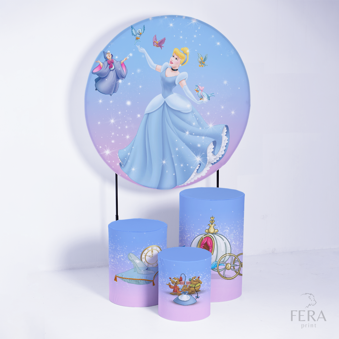 Kit Capa Cilindros + Capa Painel Princesa Sapatinho Sublimado