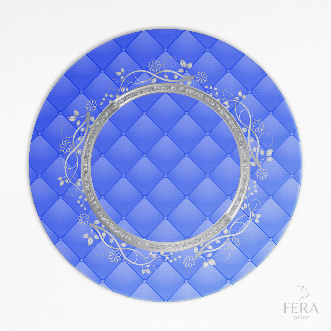 Kit 6 Capas de Sousplat Coroa Azul e Prata Sublimado