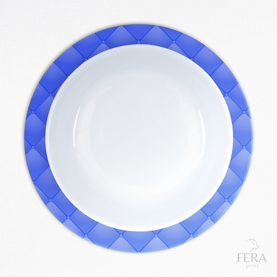 Kit 6 Capas de Sousplat Coroa Azul e Prata Sublimado