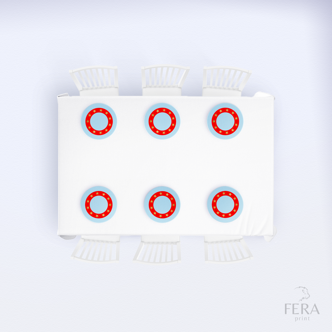 Kit 6 Capas de Sousplat Circo Azul e Vermelho Sublimado
