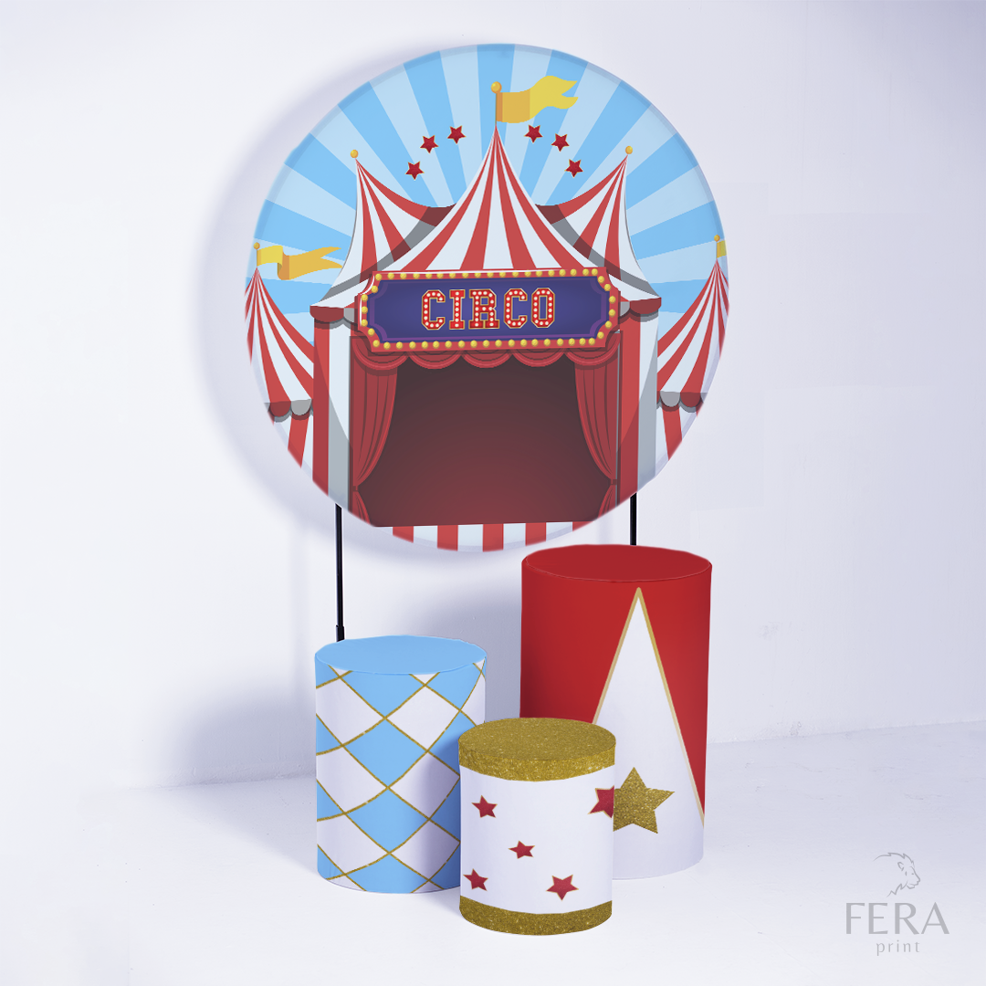 Kit Capa Cilindros + Capa Painel Circo Azul Sublimado