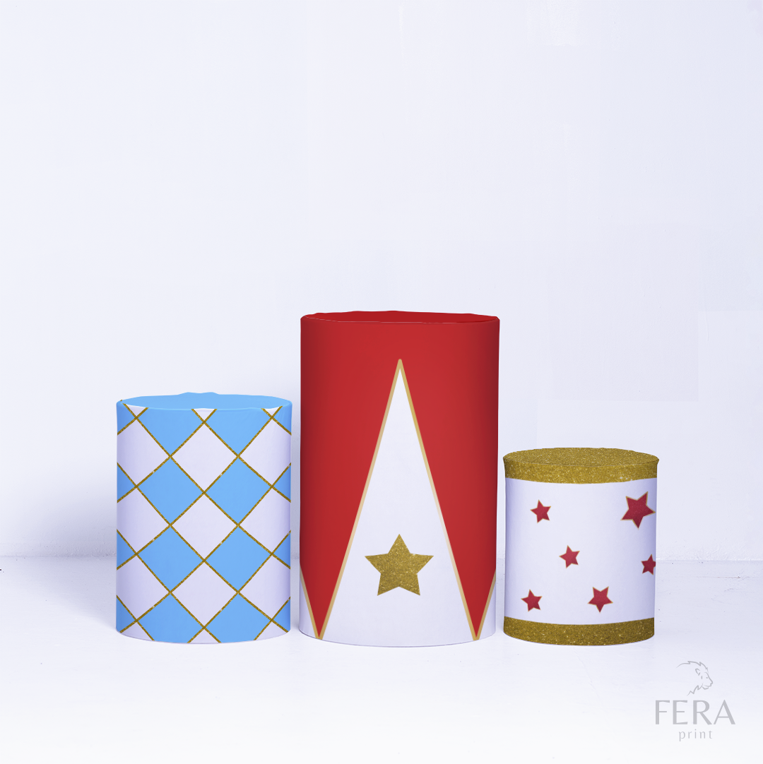 Kit Capa Cilindros + Capa Painel Circo Azul Sublimado