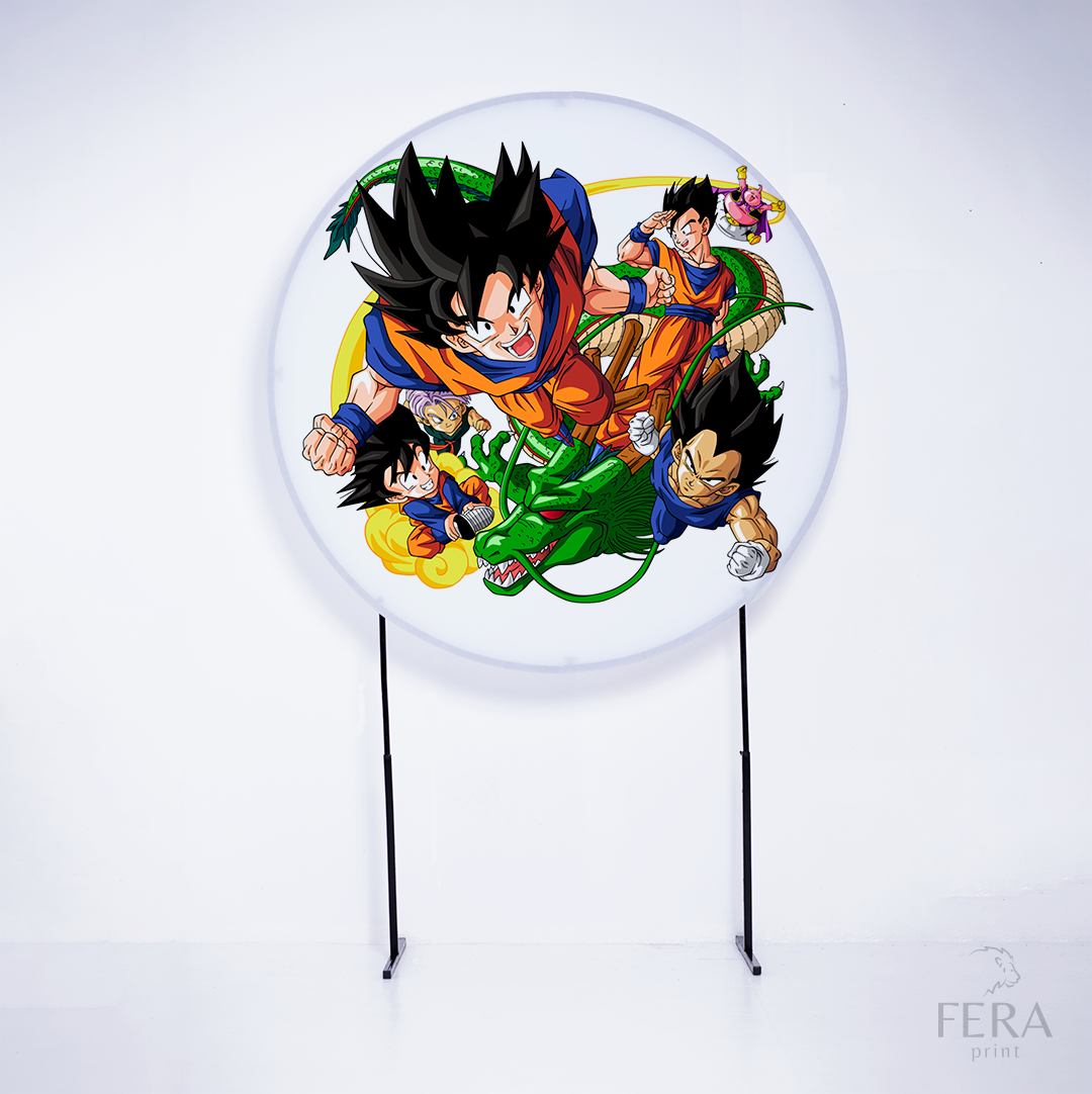 Painel Redondo Dragon Z Branco Sublimado