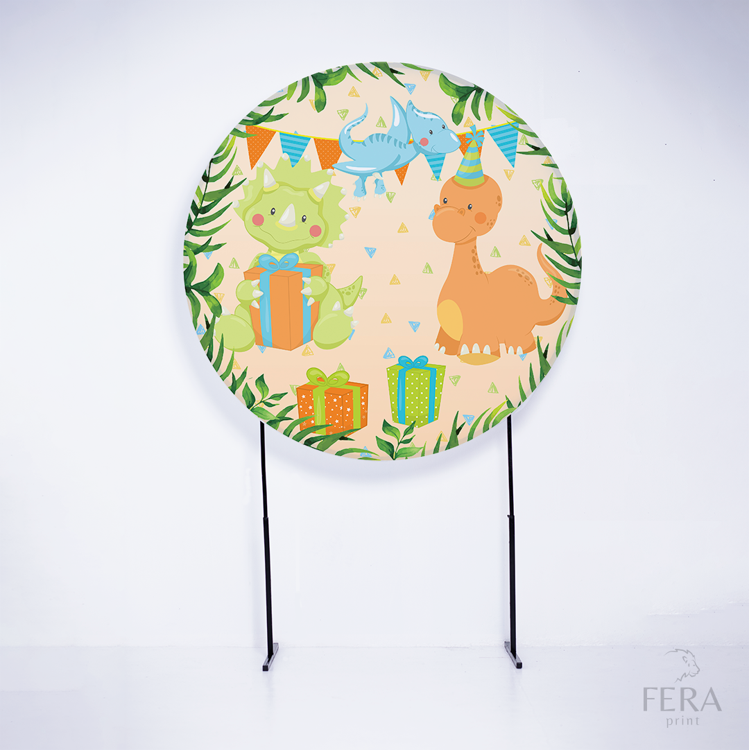 Painel Redondo Dino Baby Festa Sublimado