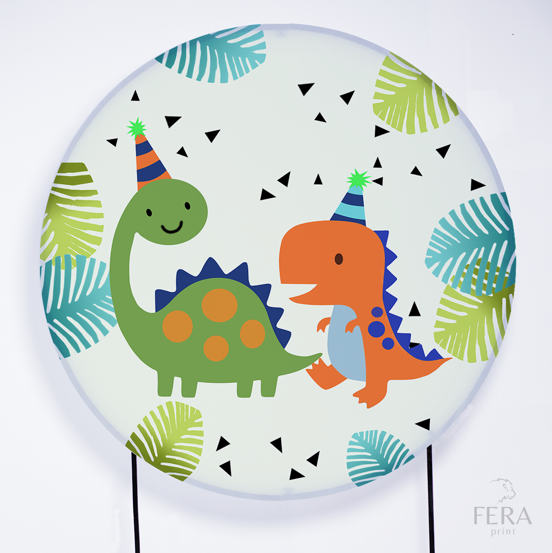 Painel Redondo Dino Baby T-Rex Sublimado