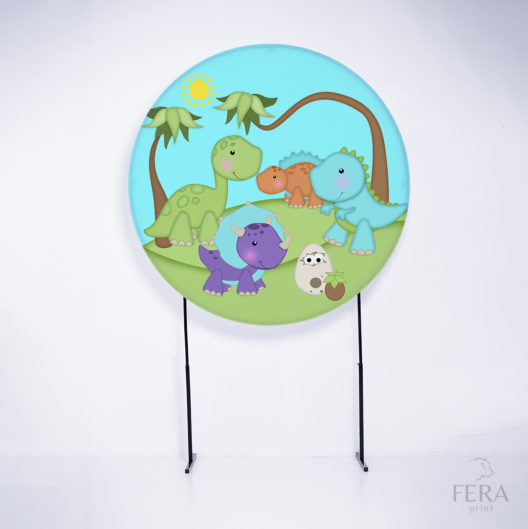 Painel Redondo Dino Baby Azul Sublimado