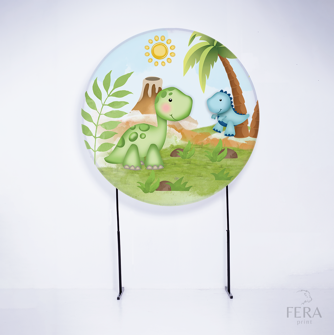 Painel Redondo Dino Baby Verde Sublimado