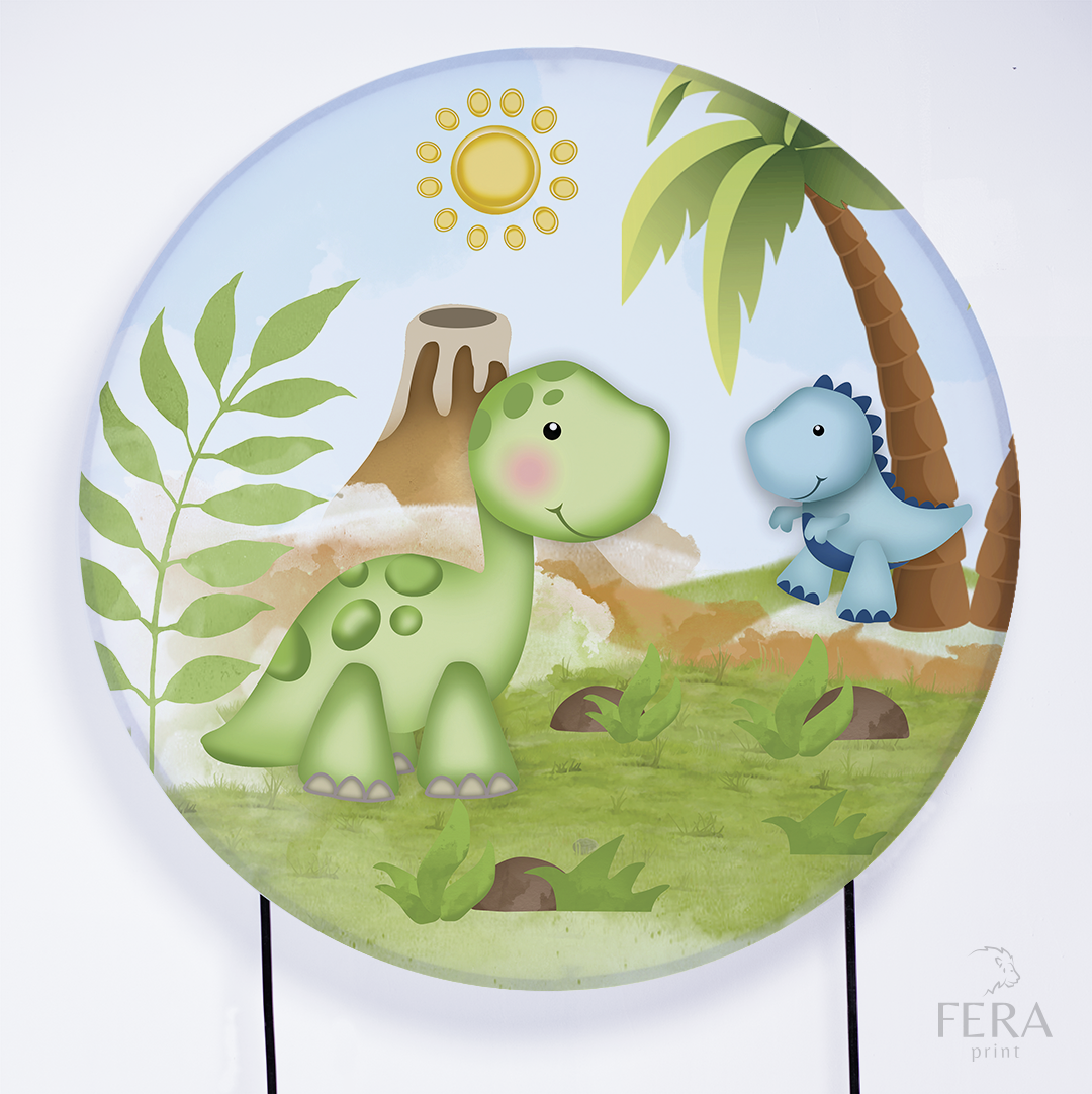 Painel Redondo Dino Baby Verde Sublimado