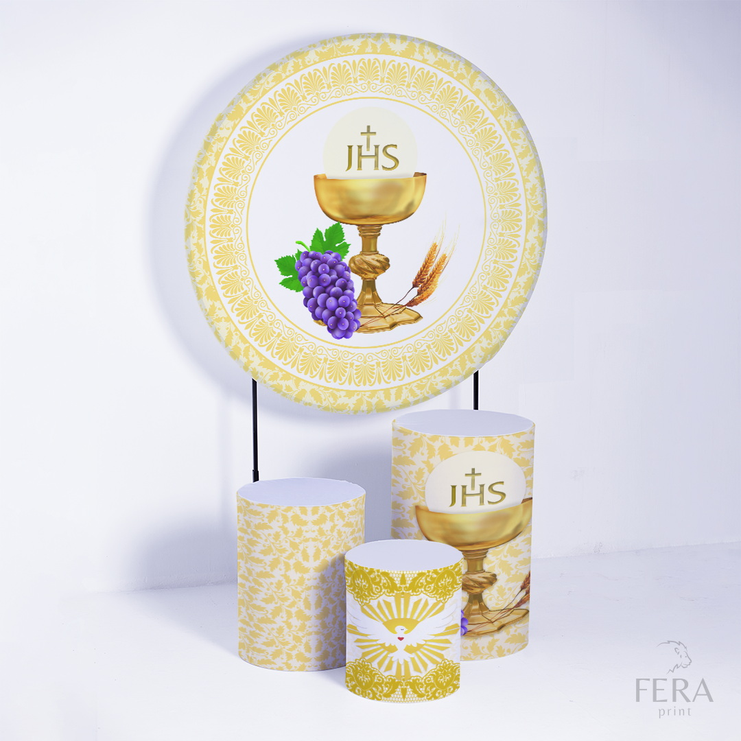 Kit Capa Cilindros + Capa Painel Eucaristia Sublimado