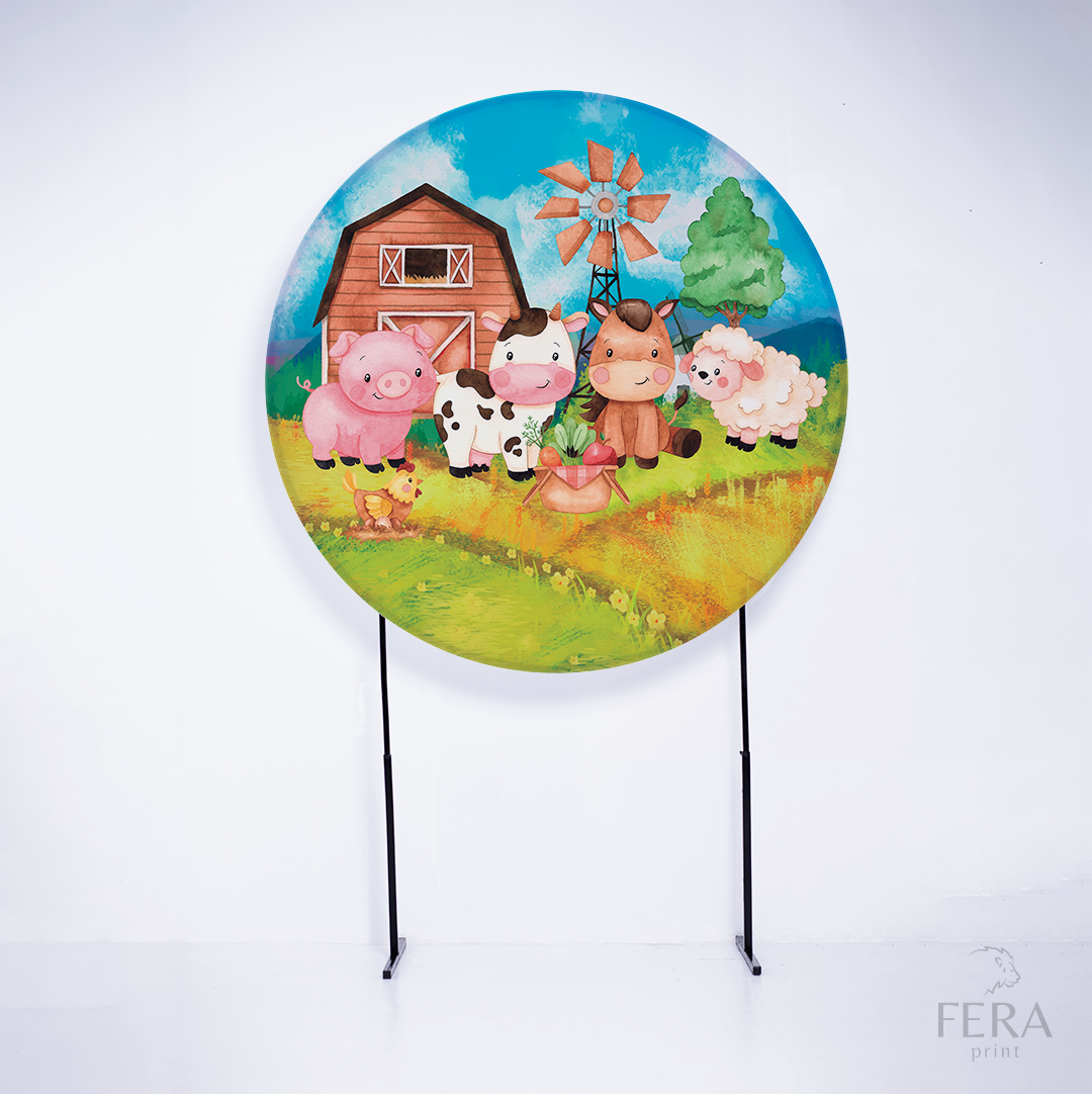 Painel Redondo Fazendinha Sublimado