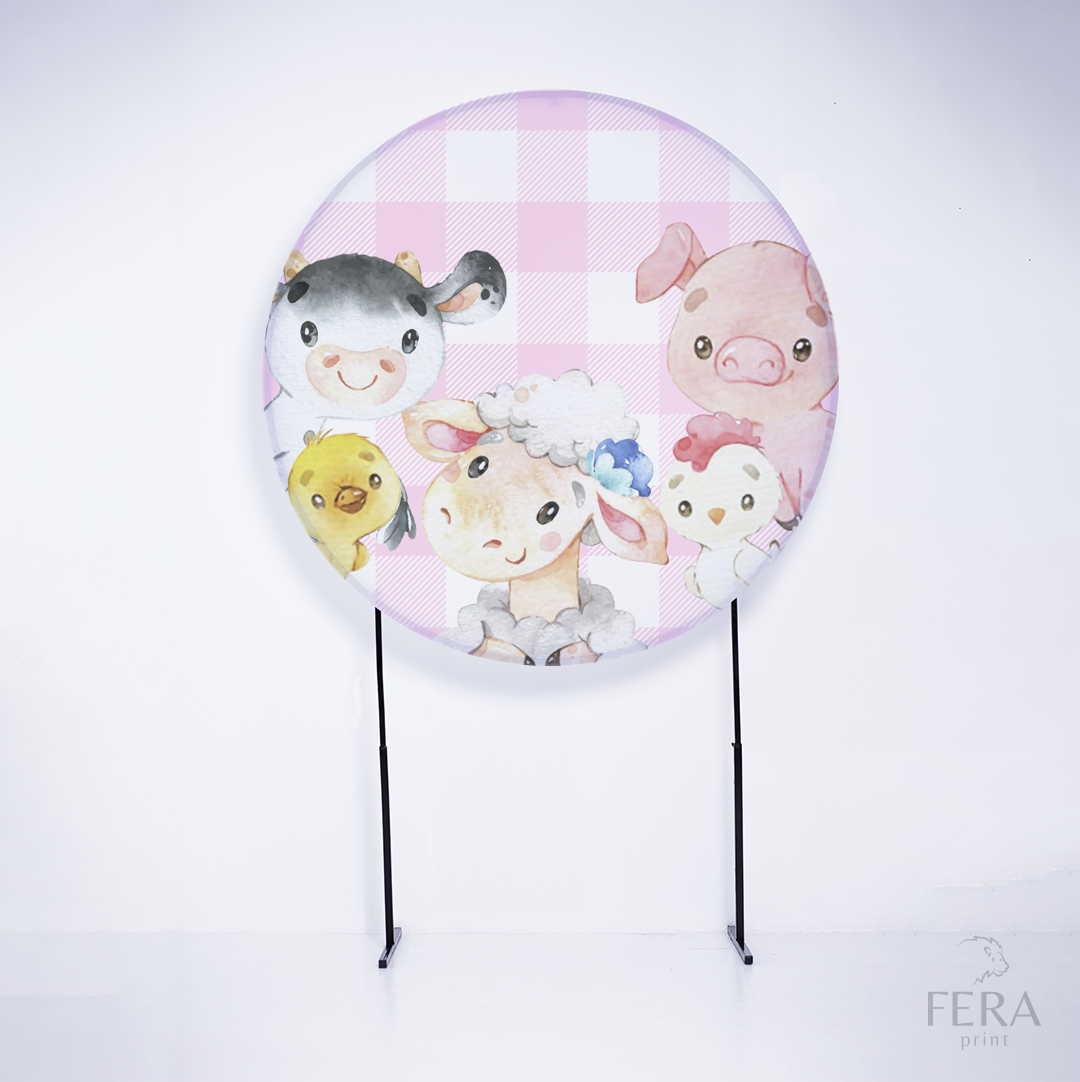 Painel Redondo Fazendinha Animais Sublimado
