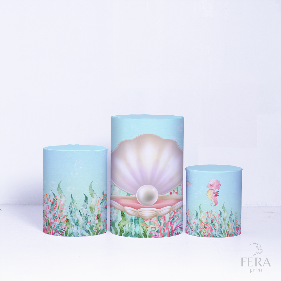 Kit Capa Cilindros + Capa Painel Fundo do Mar Pérola Sublimado