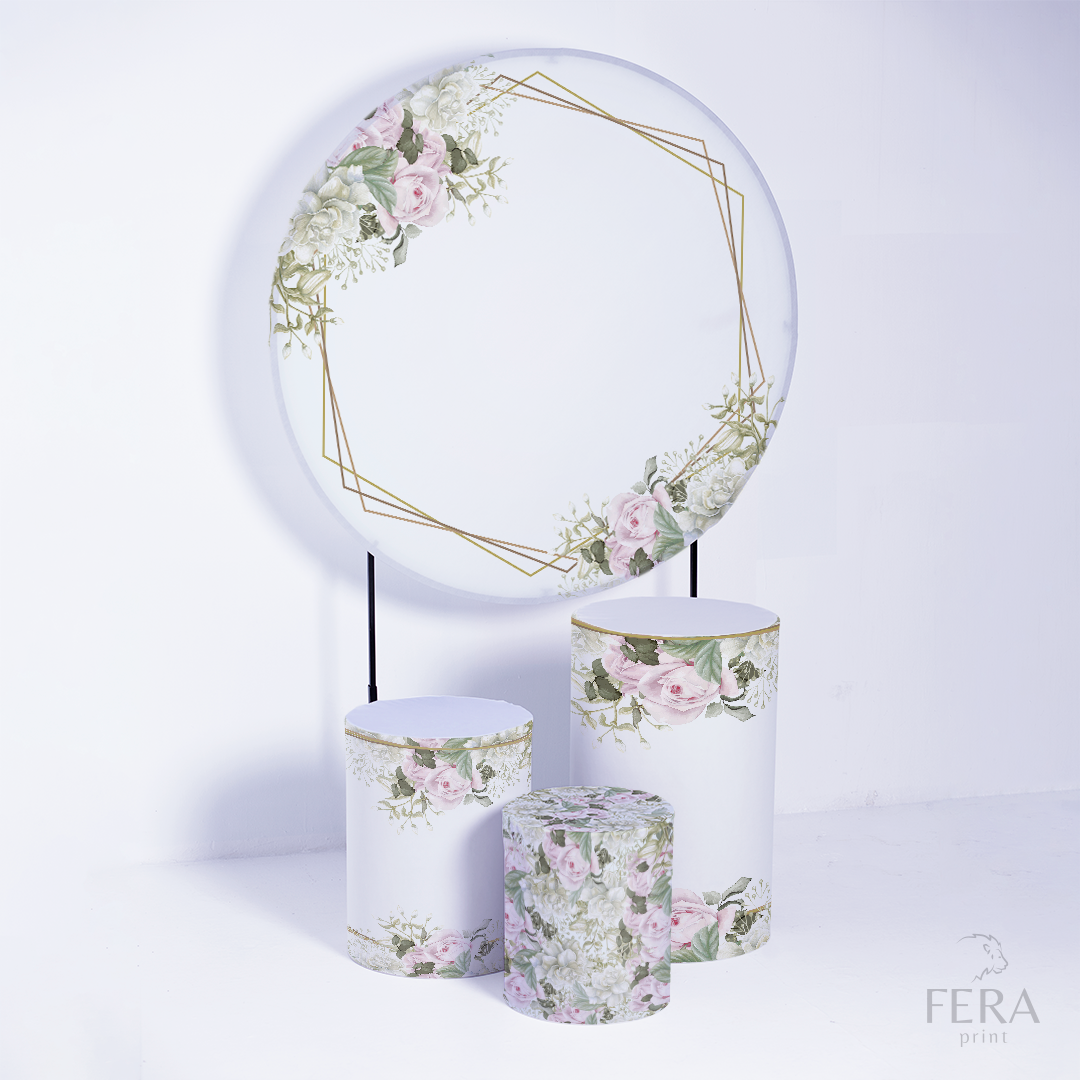 Kit Capa Cilindros + Capa Painel Floral Geometrico Sublimado