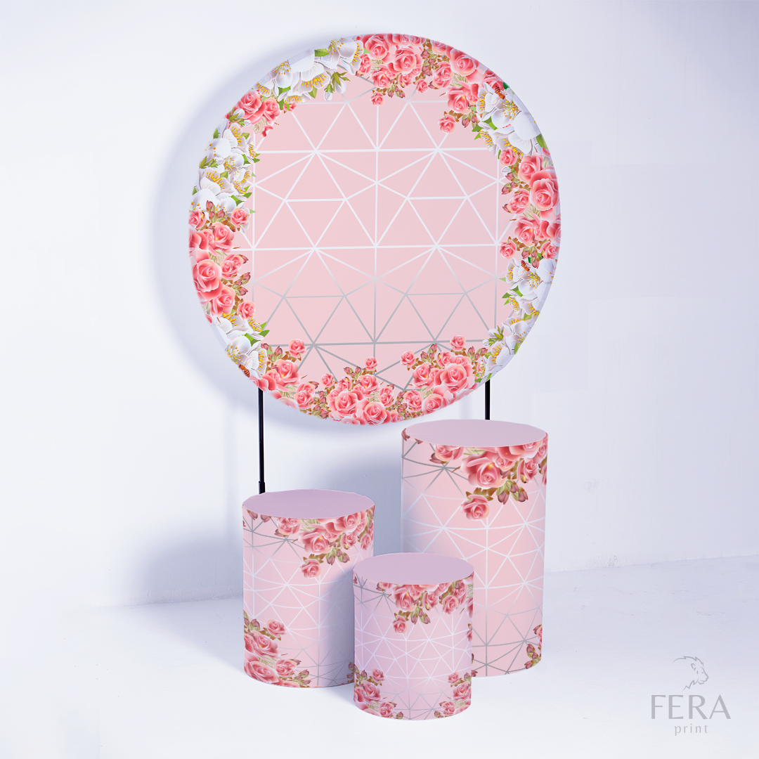 Kit Capa Cilindros + Capa Painel Floral Rosa Sublimado