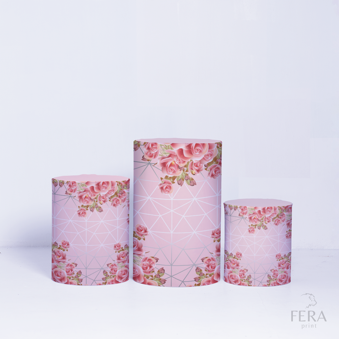 Kit Capa Cilindros + Capa Painel Floral Rosa Sublimado
