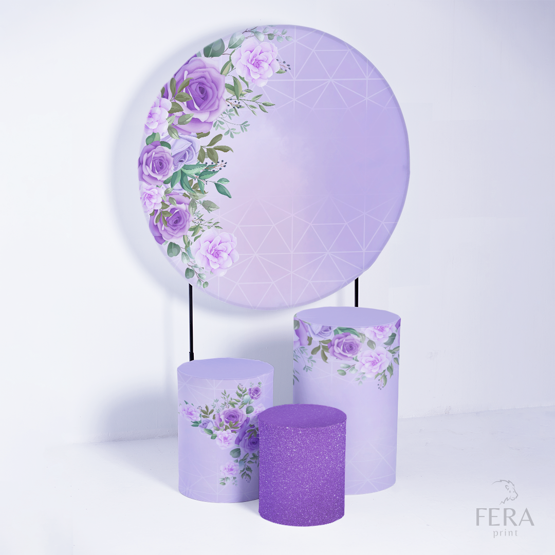 Kit Capa Cilindros + Capa Painel Floral Roxo Sublimado