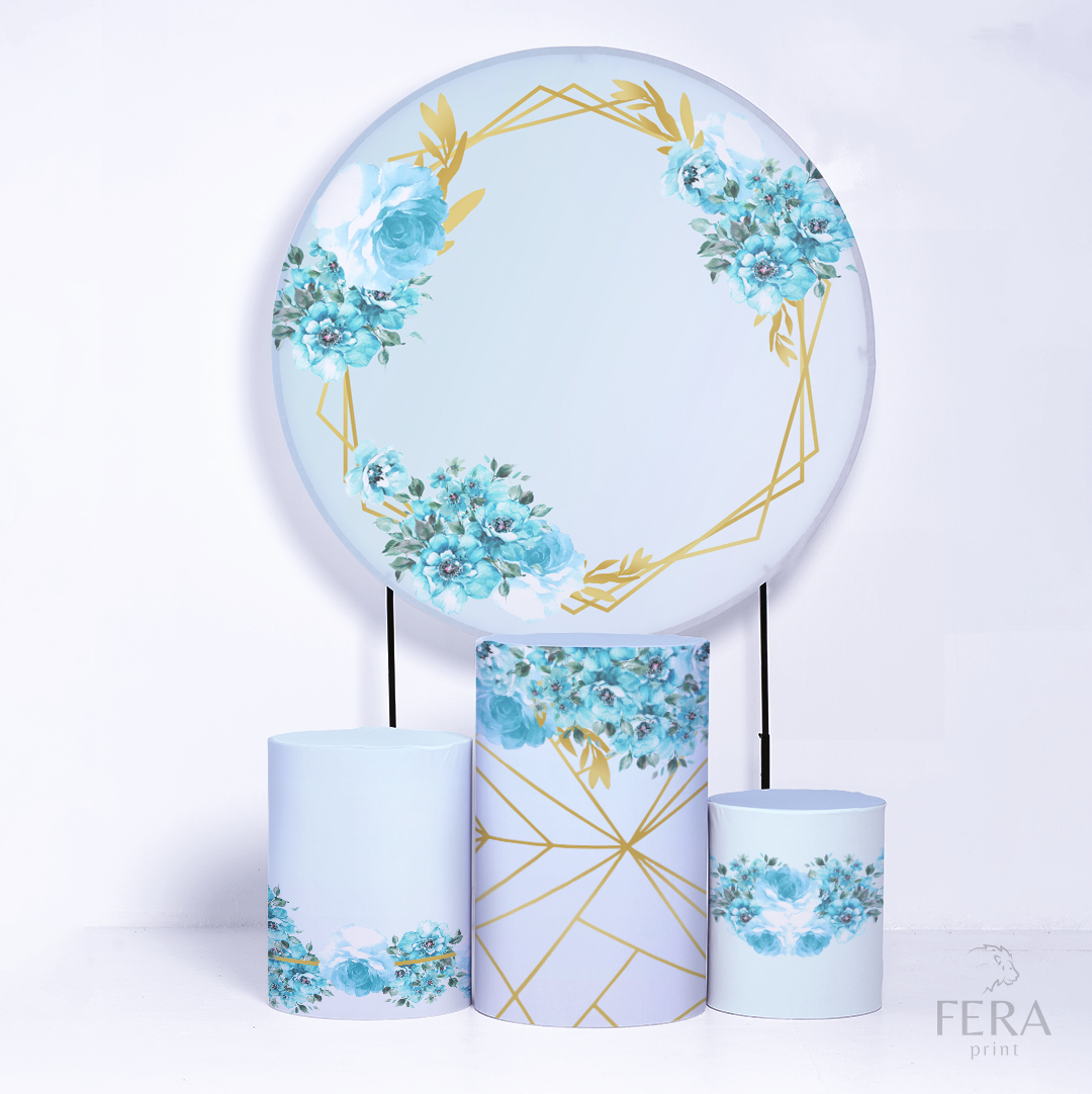 Kit Capa Cilindros + Capa Painel Floral Turquesa Sublimado