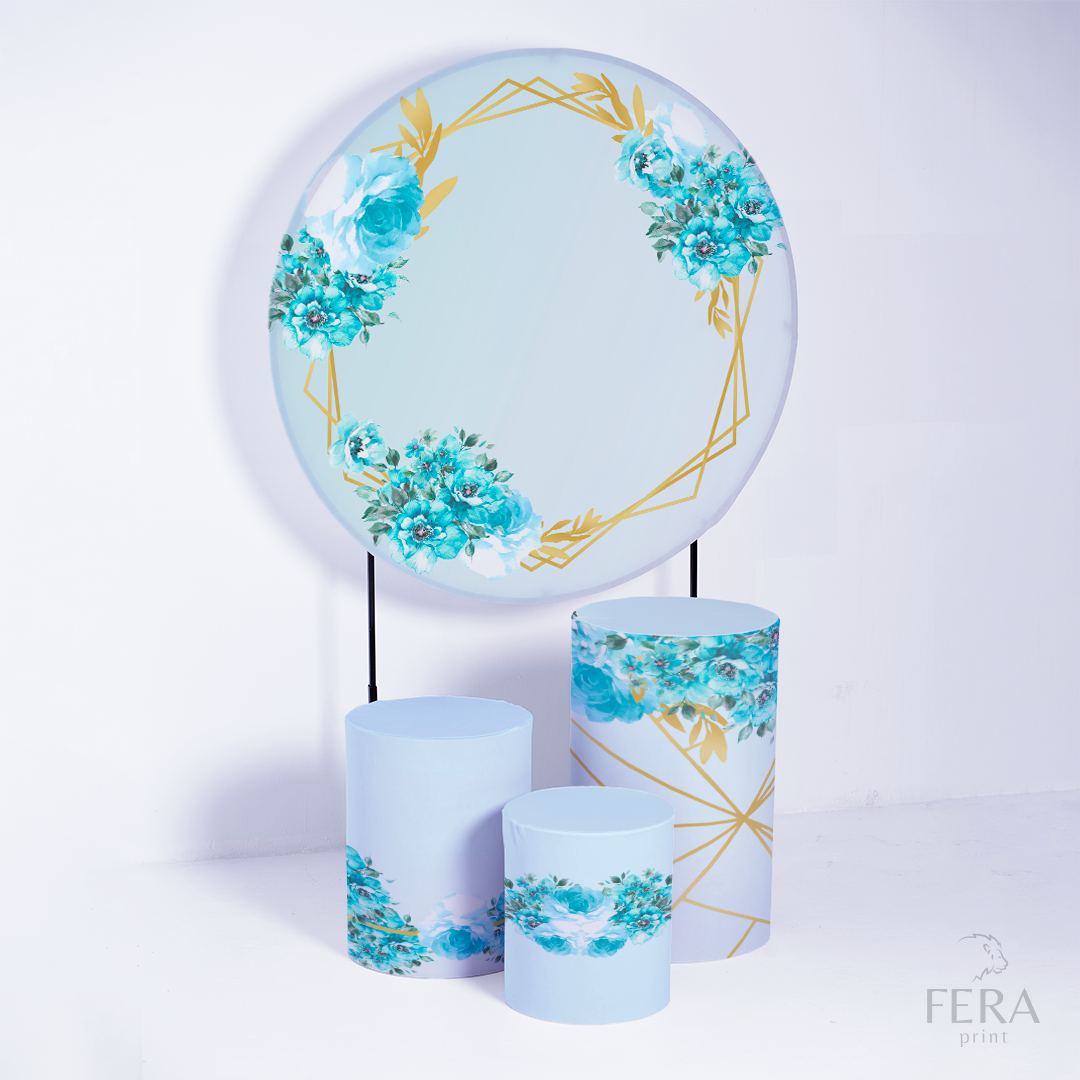 Kit Capa Cilindros + Capa Painel Floral Turquesa Sublimado
