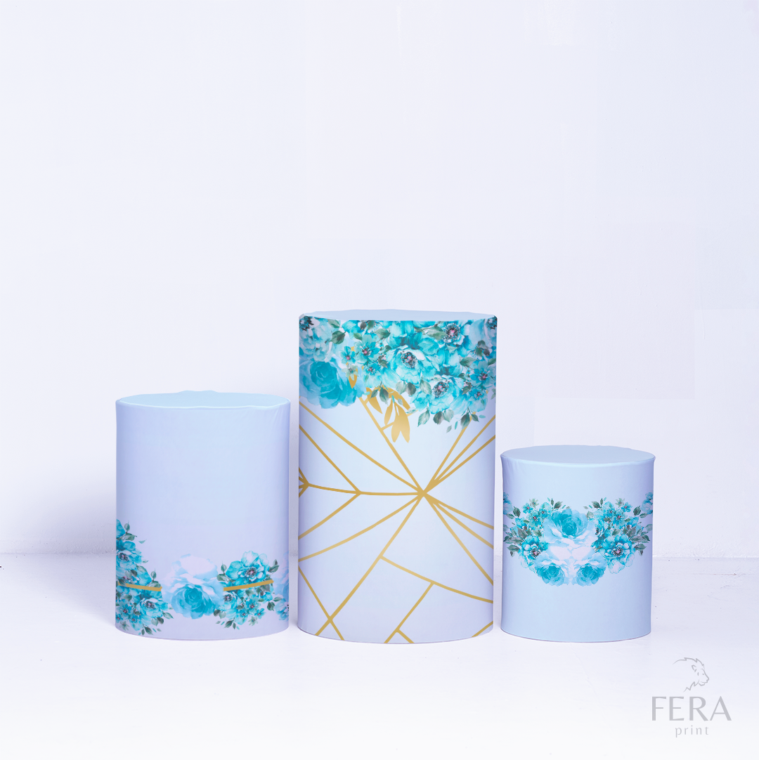 Kit Capa Cilindros + Capa Painel Floral Turquesa Sublimado