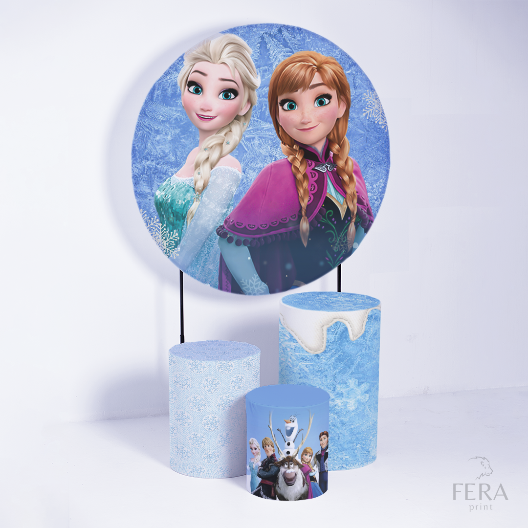 Kit Capa Cilindros + Capa Painel Princesas do Gelo Sublimado