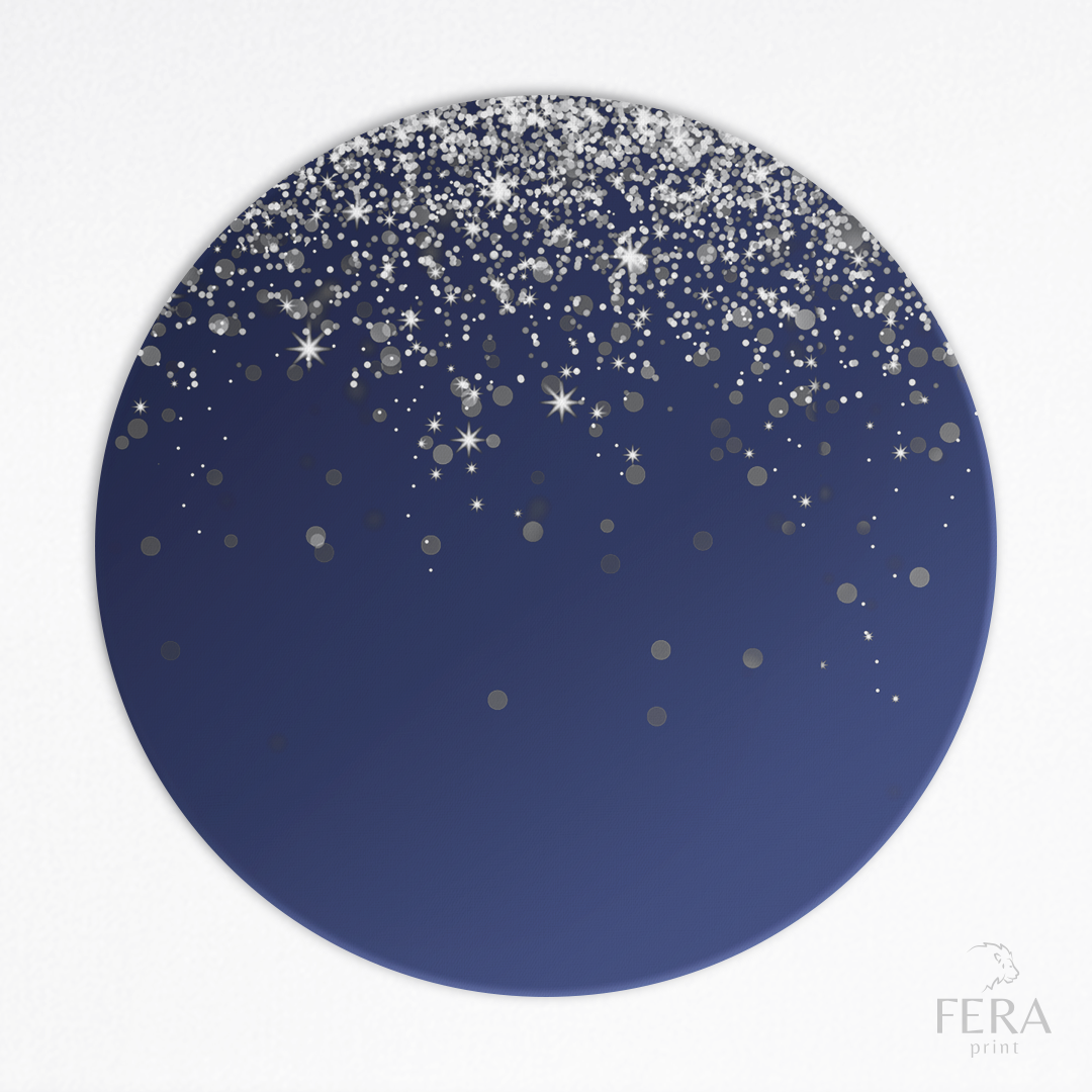 Kit 6 Capas de Sousplat Azul e Glitter Prata Sublimado
