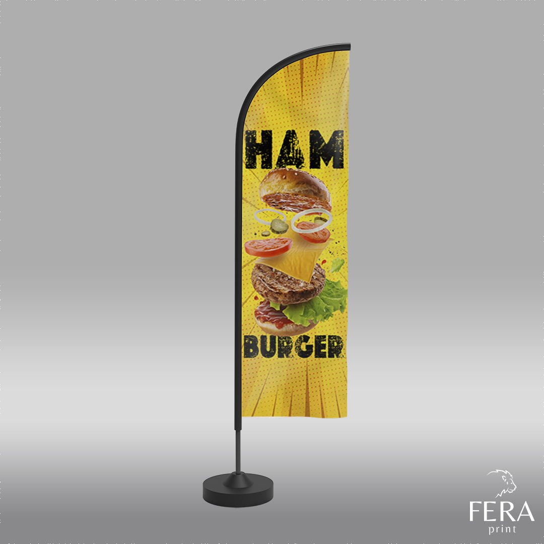 Wind Banner Hamburgueria Face Dupla Somente a Bandeira