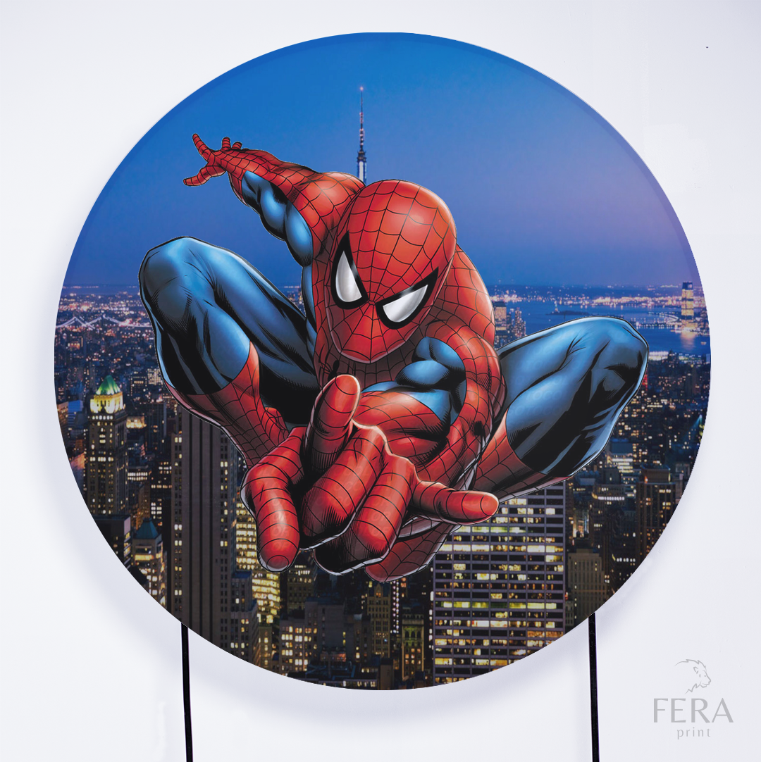 Painel Redondo Herói Aranha Quadrinhos Azul Sublimado