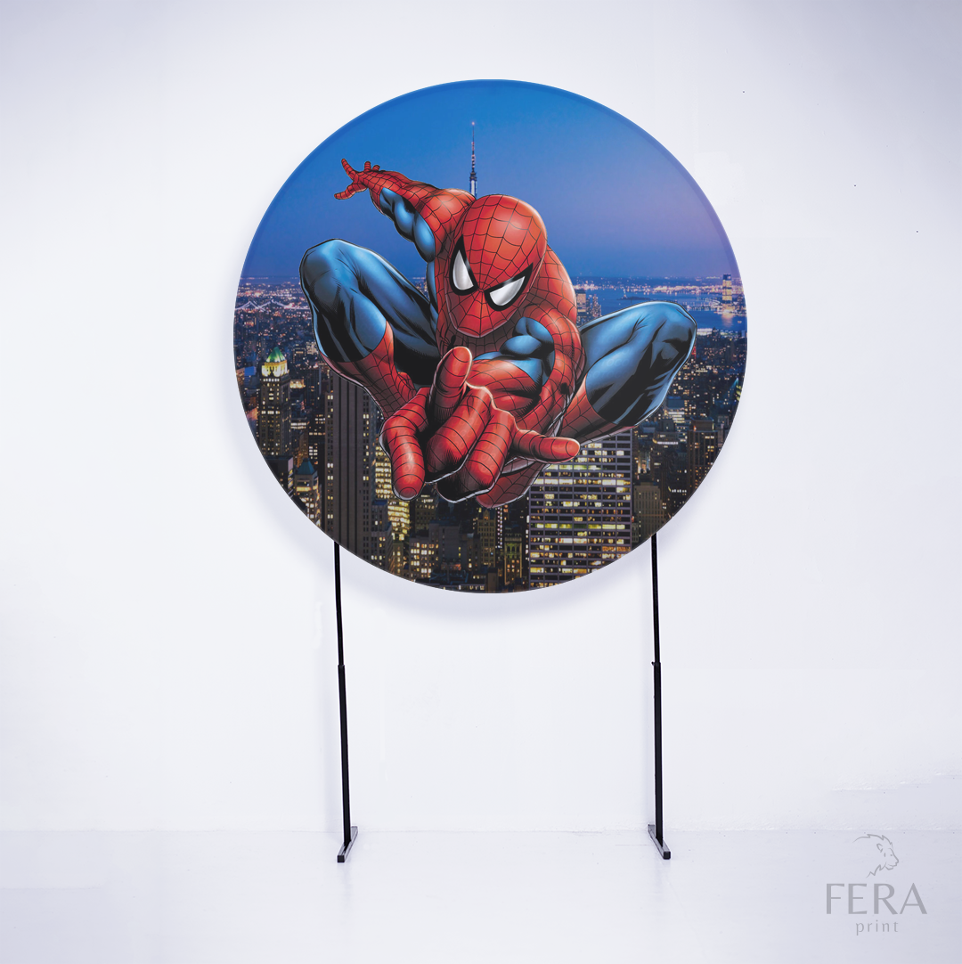 Painel Redondo Herói Aranha Quadrinhos Azul Sublimado