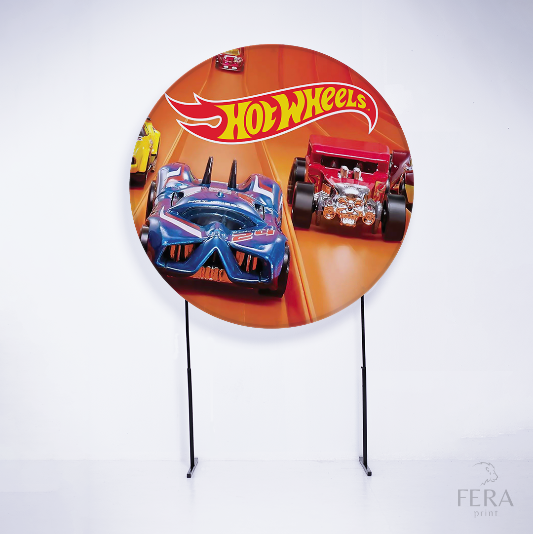 Painel Redondo Carrinhos Sublimado