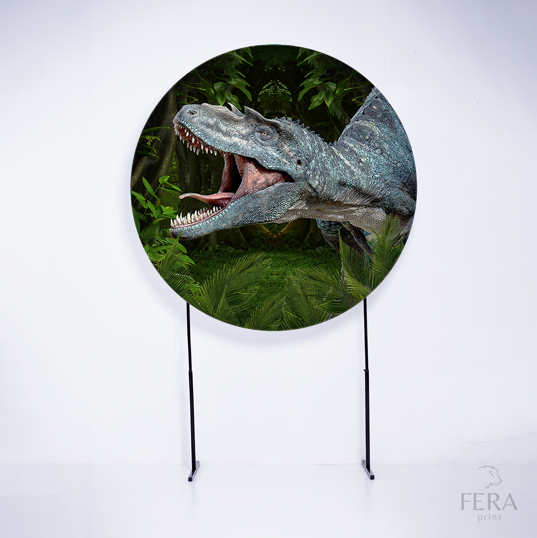 Painel Redondo Dinossauros T-Rex Rugindo Sublimado