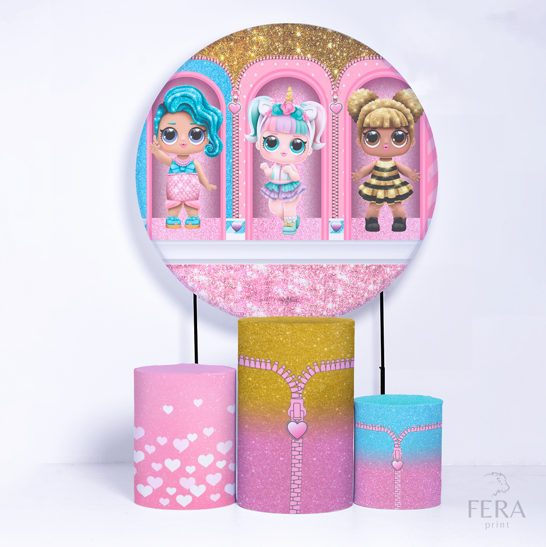 Kit Capa Cilindros + Capa Painel Bonecas Rosa Sublimado