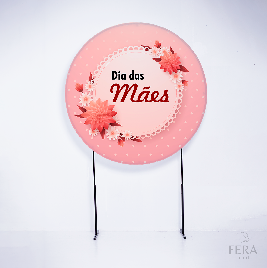 Painel Redondo Dia das Mães Rosa Sublimado