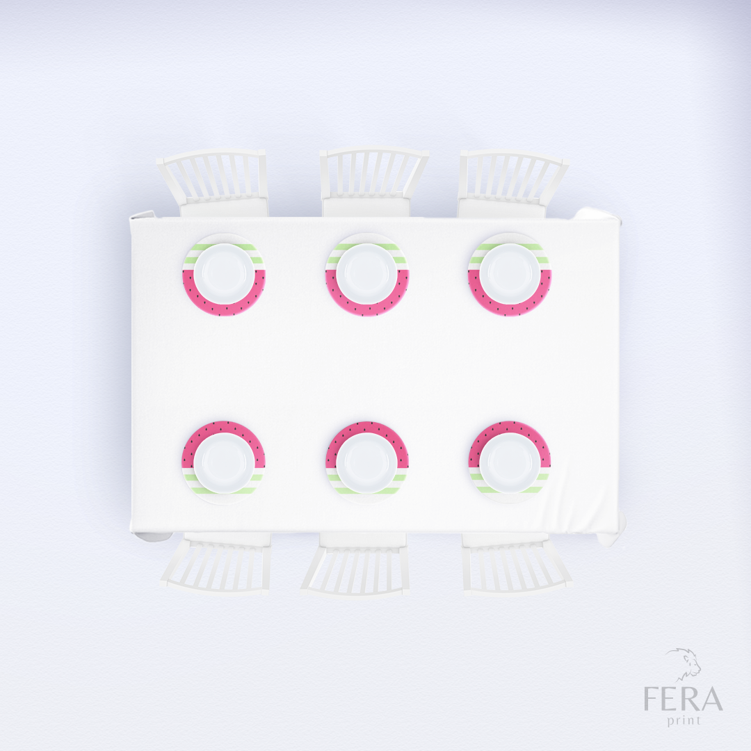 Kit 6 Capas de Sousplat Melancia Rosa Sublimado