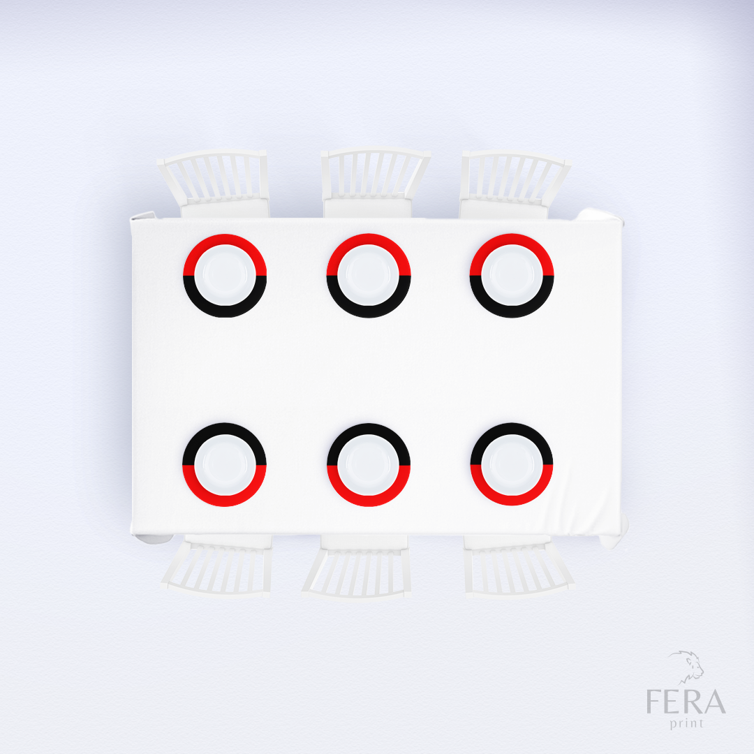 Kit 6 Capas de Sousplat Preto e Vermelho Sublimado