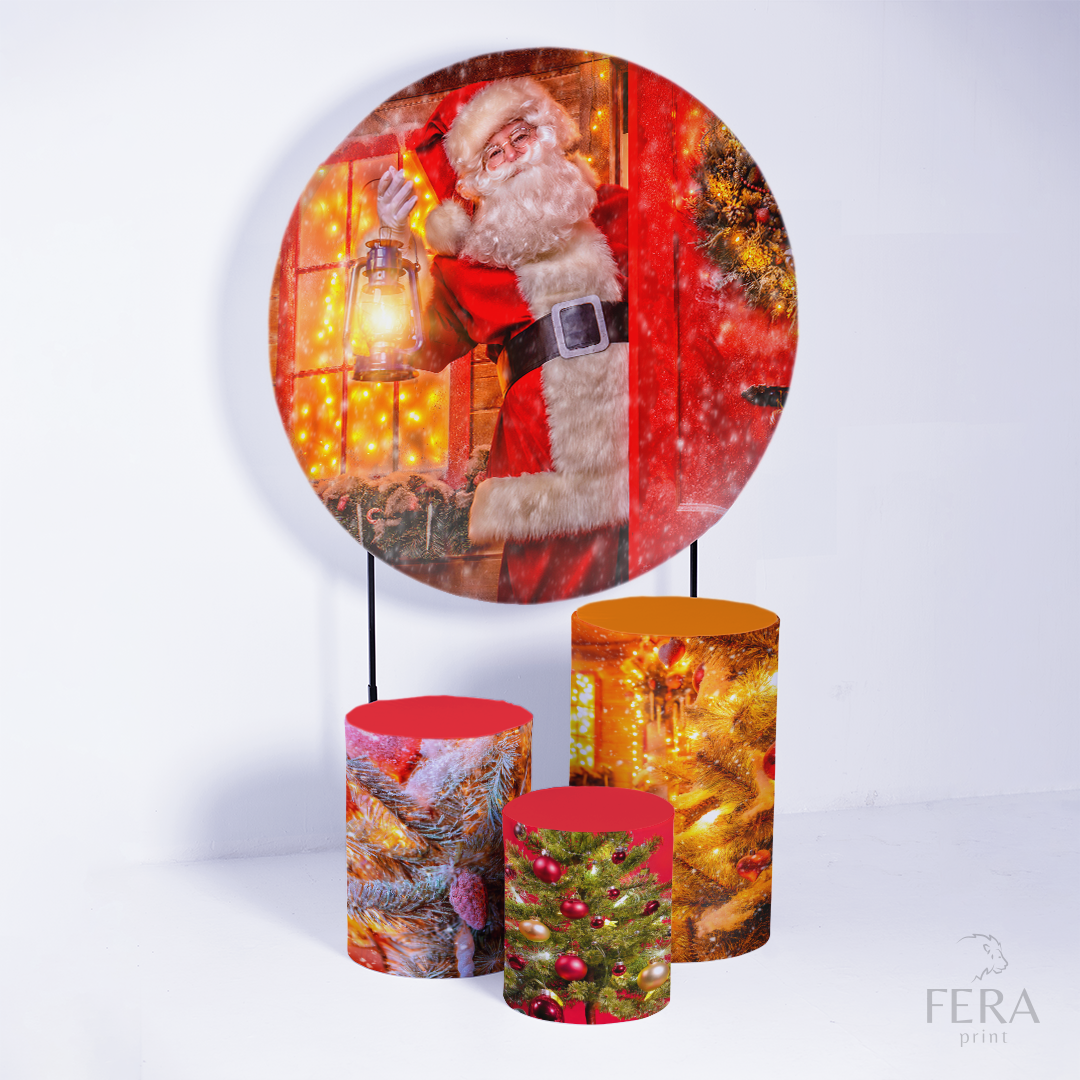 Kit Capa Cilindros + Capa Painel Natal Sublimado