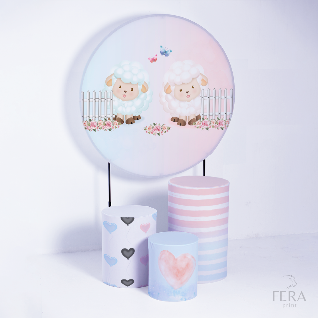 Kit Capa Cilindros + Capa Painel Chá Revelação Ovelha Sublimado