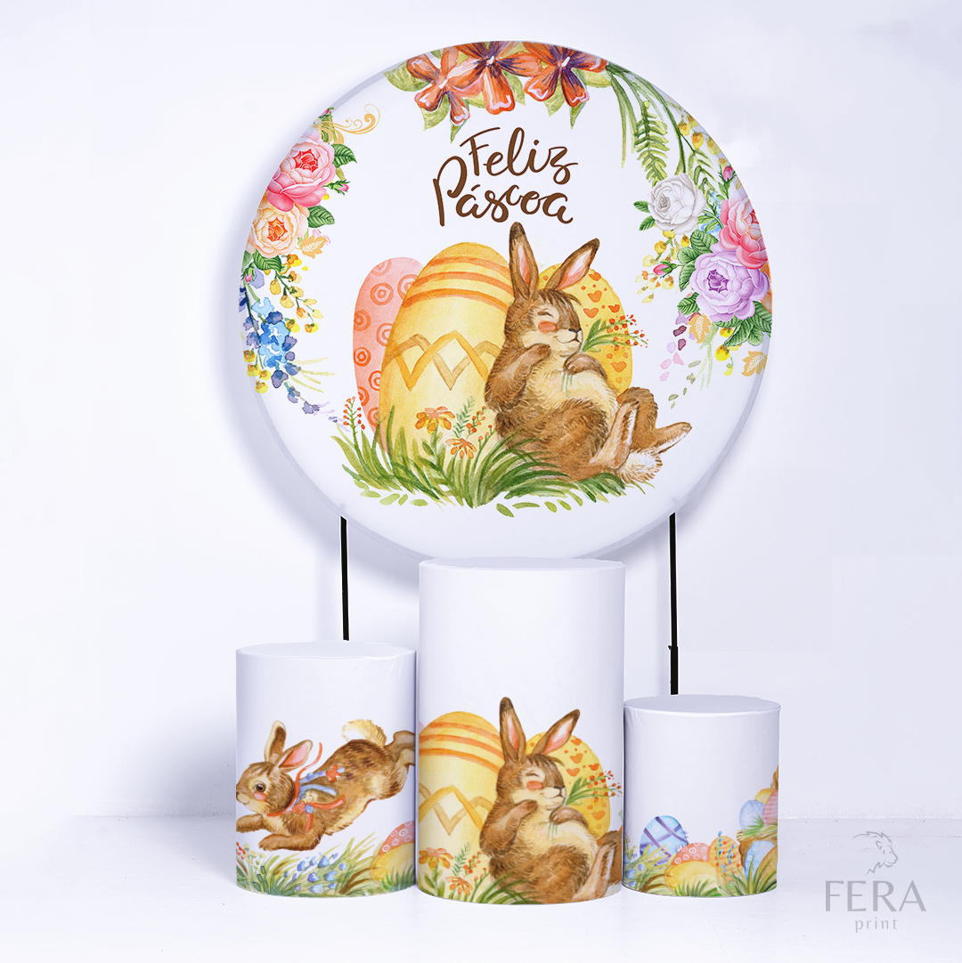 Kit Capa Cilindros + Capa Painel Páscoa Sublimado