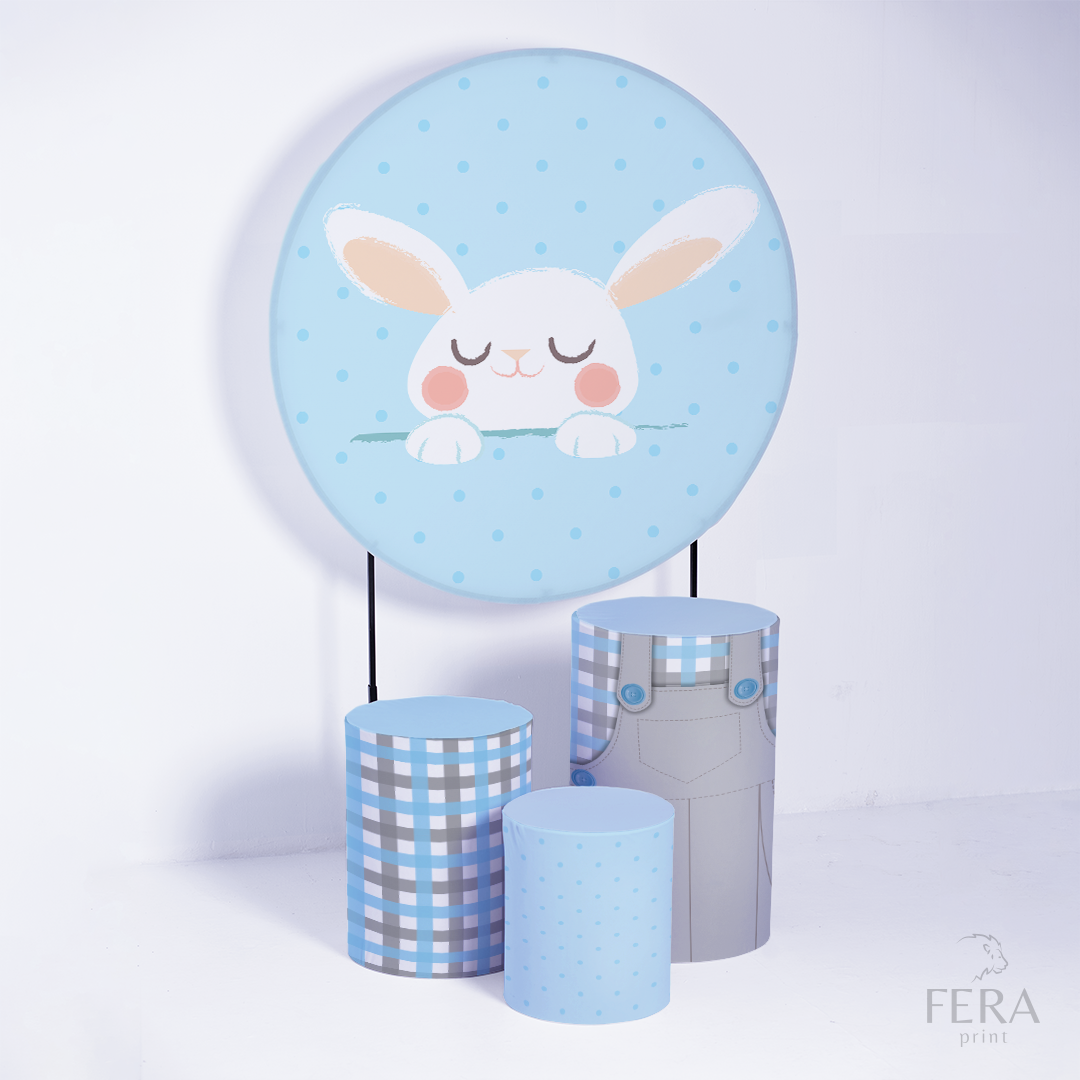 Kit Capa Cilindros + Capa Painel Páscoa Azul Sublimado