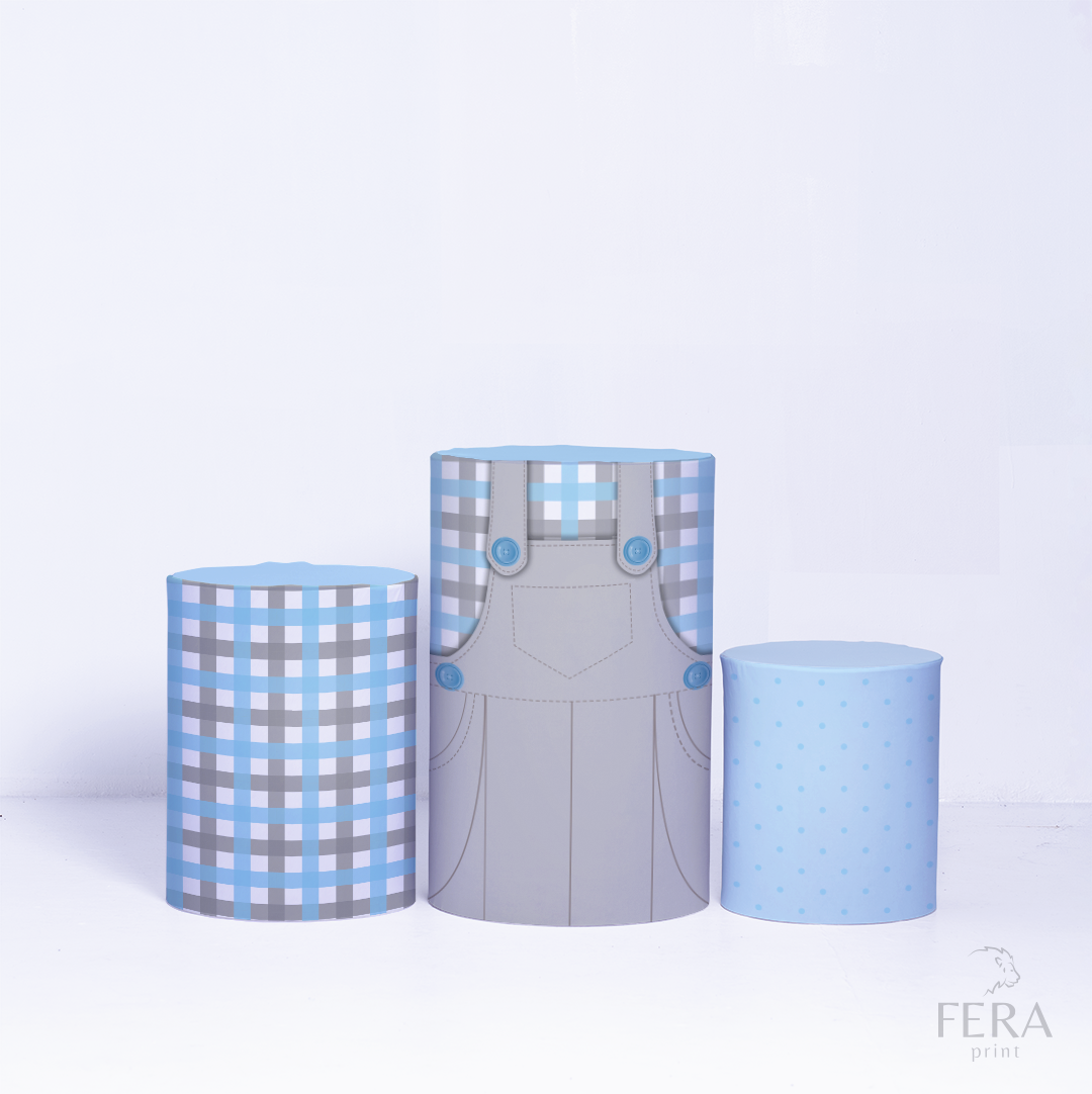 Kit Capa Cilindros + Capa Painel Páscoa Azul Sublimado