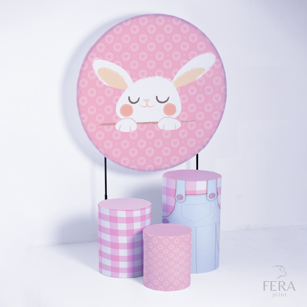 Kit Capa Cilindros + Capa Painel Páscoa Rosa Sublimado