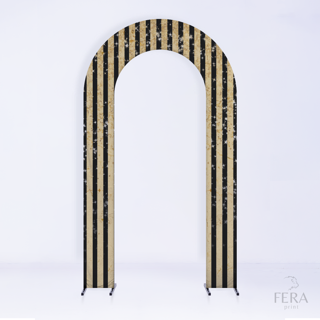 Painel Portal Sublimado Faixas Dourado e Preto c/ Forro
