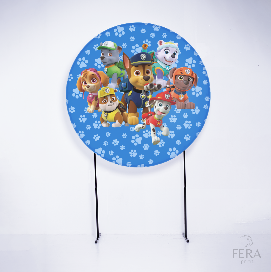 Painel Redondo Cães Patrulheiros Azul Sublimado