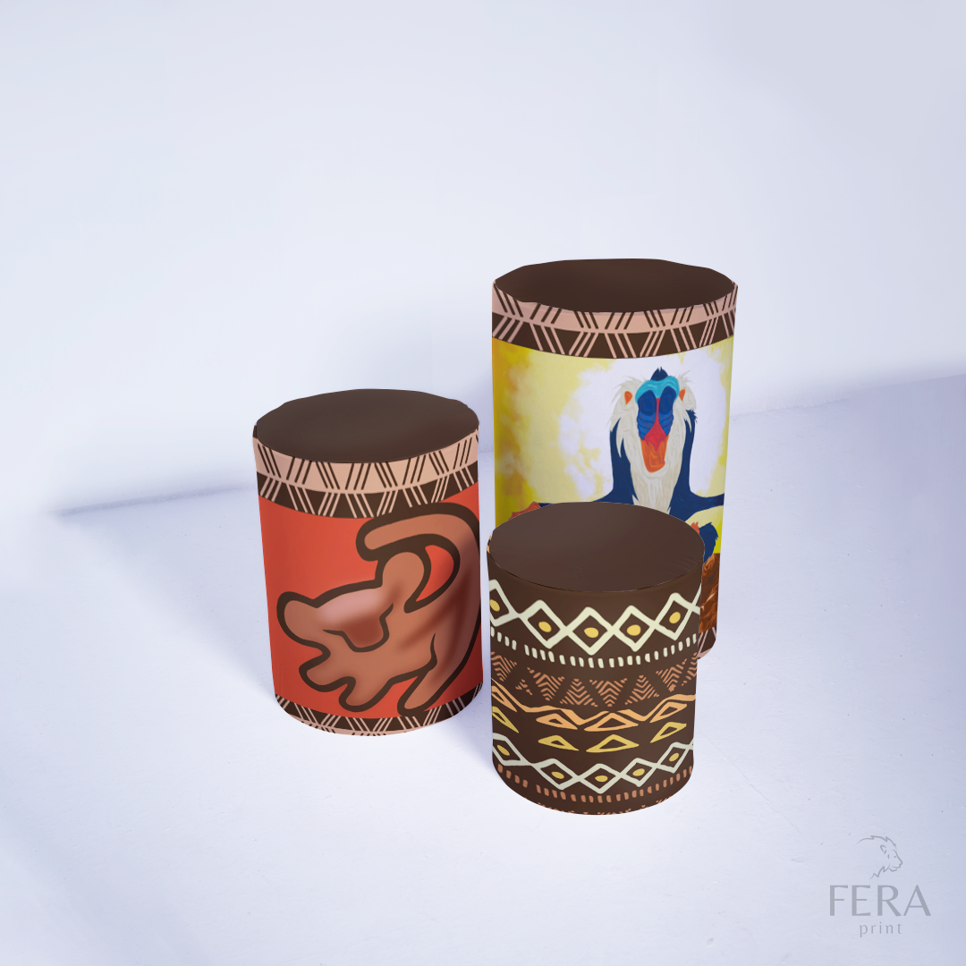 Trio Capa Cilindro Leão Marrom c/ Elástico