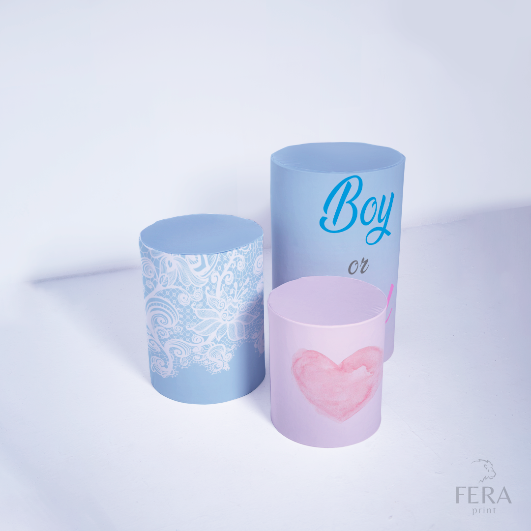 Trio Capa Cilindro Chá Revelação Boy or Girl c/ Elástico