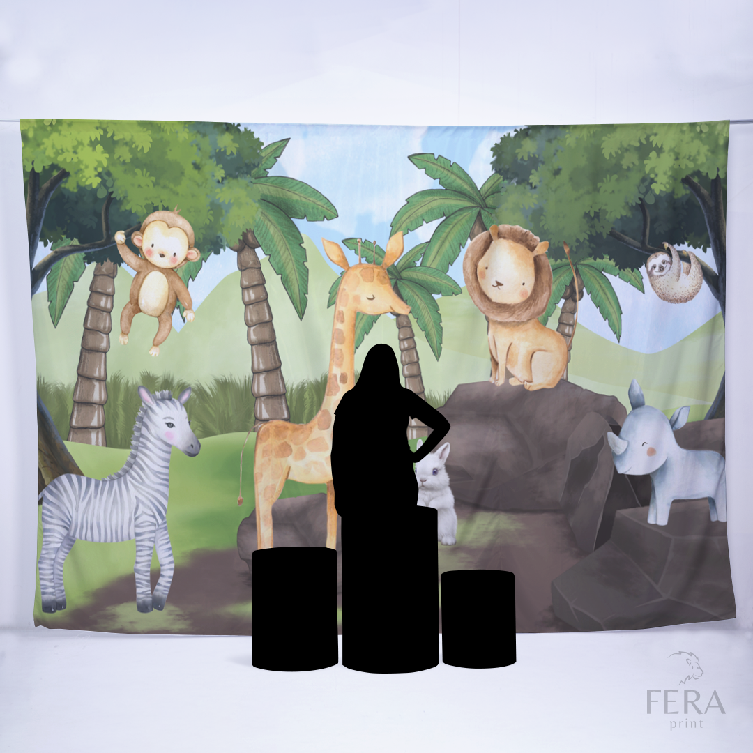 Painel Sublimado Retangular Safari Baby Floresta