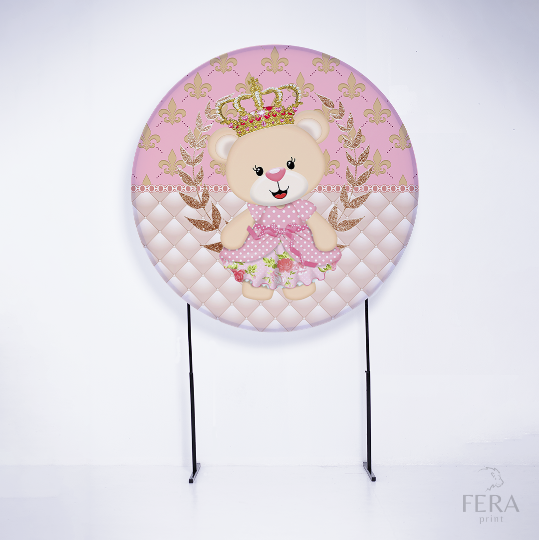Painel Redondo Ursinha Princesa Sublimado