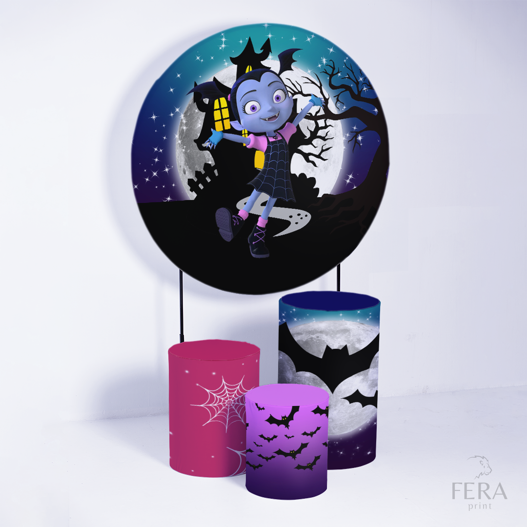 Kit Capa Cilindros + Capa Painel Vampirinha Menina Sublimado