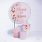 Kit Painéis + Trio Capa Cilindro Casado 15 Anos Rosa Sublimado