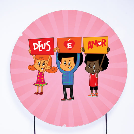 Painel Redondo Deus é Amor Arco Íris Sublimado